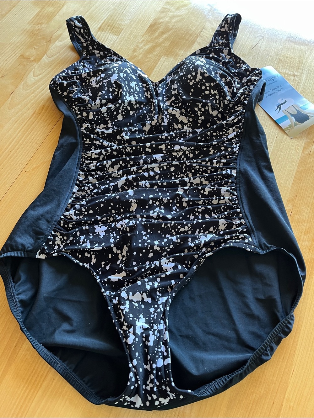 Shapely Black & White Speckle One-Piece Swimsuit — Shapermint